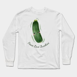 Peace Love Zucchini Watercolor Cute Long Sleeve T-Shirt